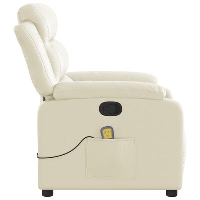 vidaXL Massage Recliner Chair Cream Faux Leather