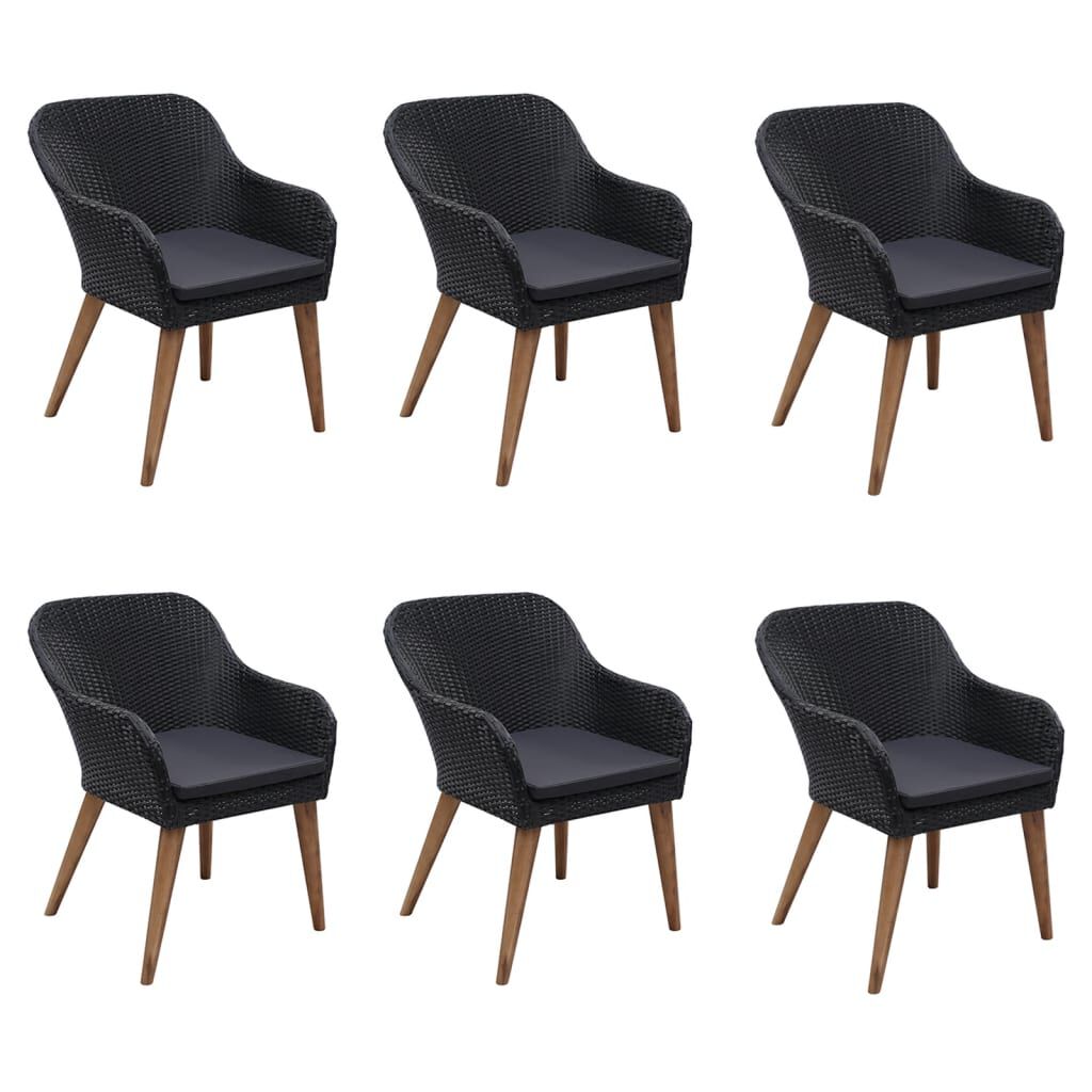 vidaXL 7 Piece Garden Dining Set Black
