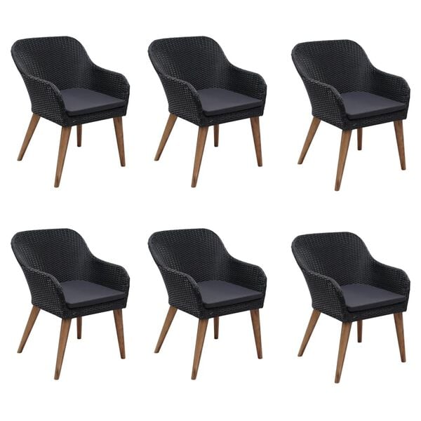 vidaXL 7 Piece Garden Dining Set Black