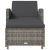 vidaXL Sun Lounger with Dark Grey Cushion Poly Rattan Grey