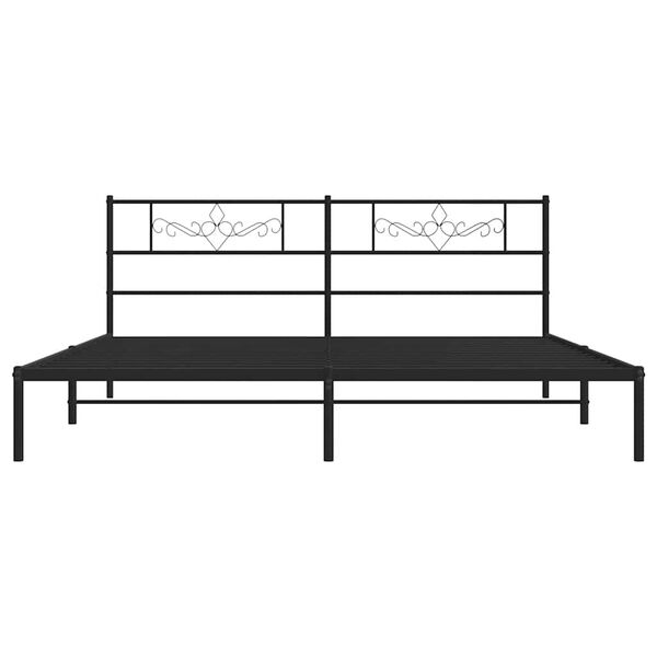 vidaXL Metal Bed Frame without Mattress with Headboard Black 183x213cm