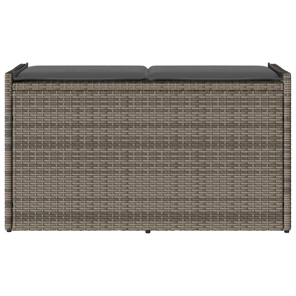 vidaXL Outdoor Storage Bench with Cushion Grey 100 cm Poly Rattan