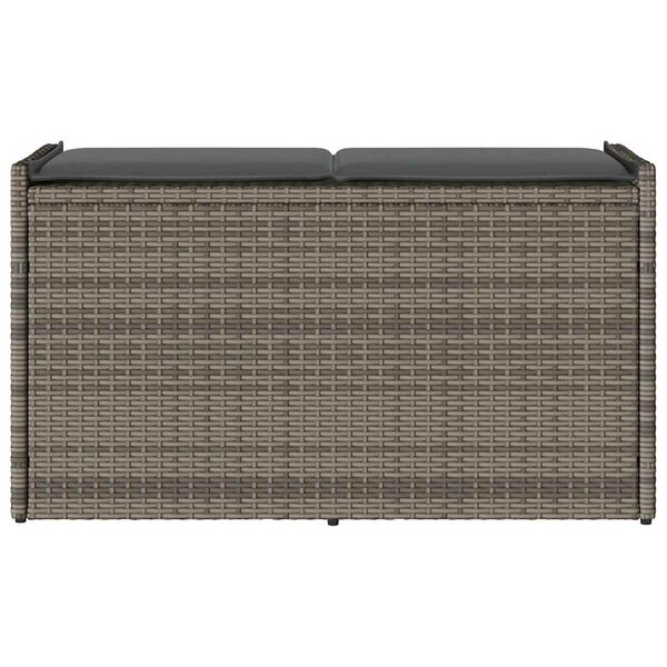 vidaXL Outdoor Storage Bench with Cushion Grey 100 cm Poly Rattan
