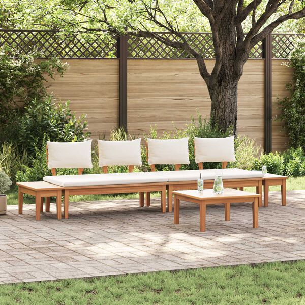 vidaXL Garden Bench Set with Cushion 5 pcs Brown and Cream