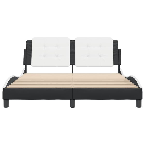 vidaXL Bed Frame without Mattress "Zadar" Black and White 152x203 cm Faux Leather