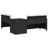 vidaXL Garden Sofa with Table and Cushions L-Shaped Black Poly Rattan