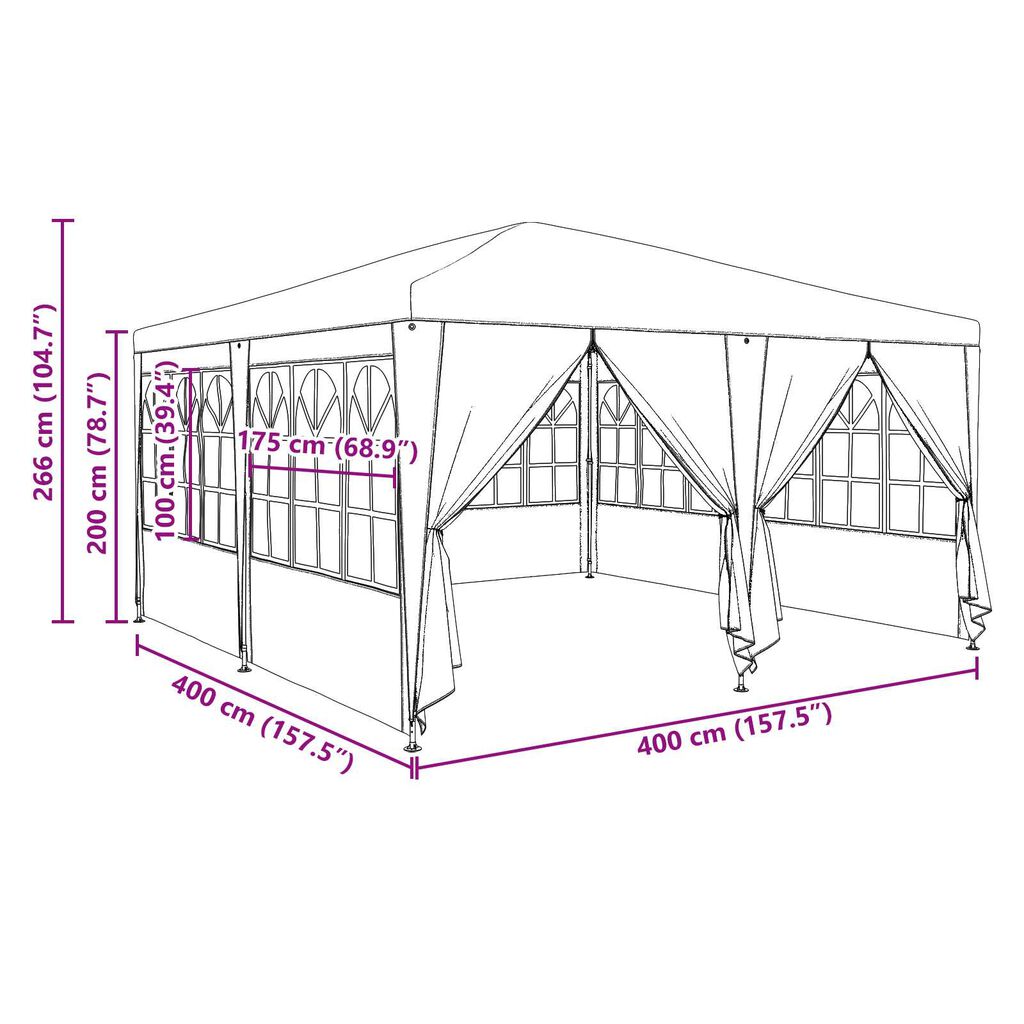 vidaXL Party Tent with 8 Sidewalls Blue 4x4 m PE
