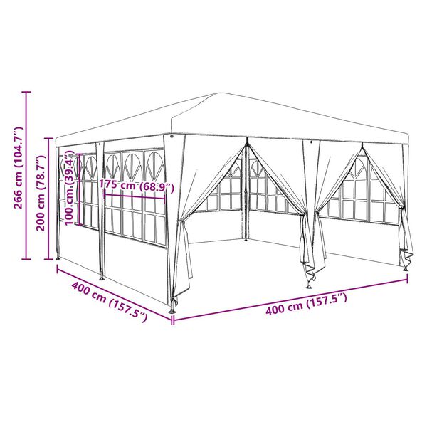 vidaXL Party Tent with 8 Sidewalls Blue 4x4 m PE