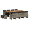 vidaXL 13 Piece Garden Dining Set with Cushions Grey Poly Rattan