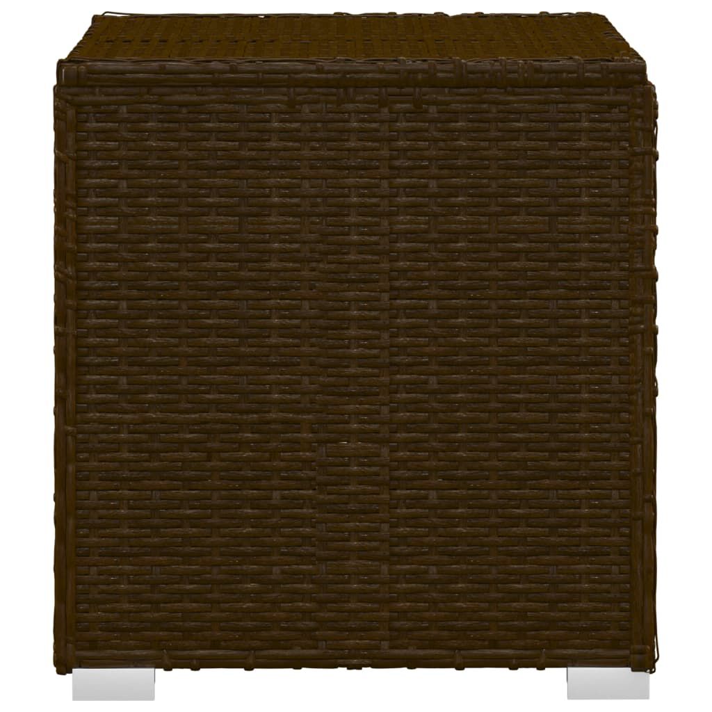 vidaXL Sun Lounger with Cushion and Tea Table Poly Rattan Brown