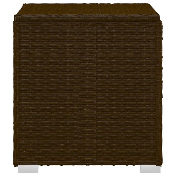 vidaXL Sun Lounger with Cushion and Tea Table Poly Rattan Brown