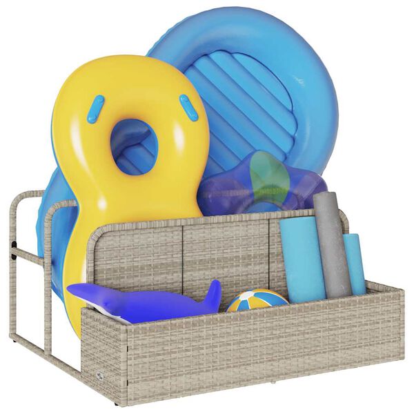 vidaXL Poolside Float Storage Light Grey 110x100x57 cm Poly Rattan