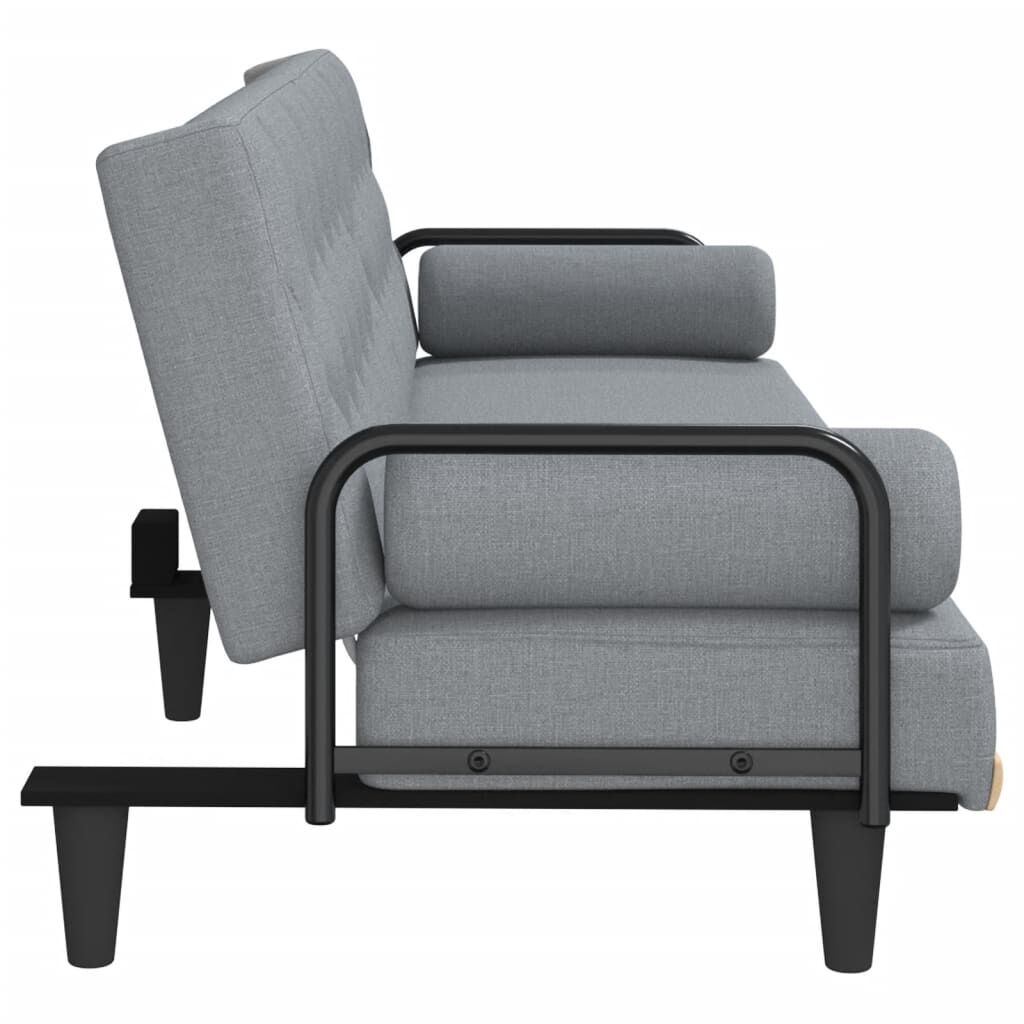 vidaXL Sofa Bed with Armrests Light Grey Fabric
