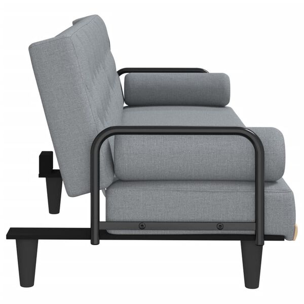 vidaXL Sofa Bed with Armrests Light Grey Fabric