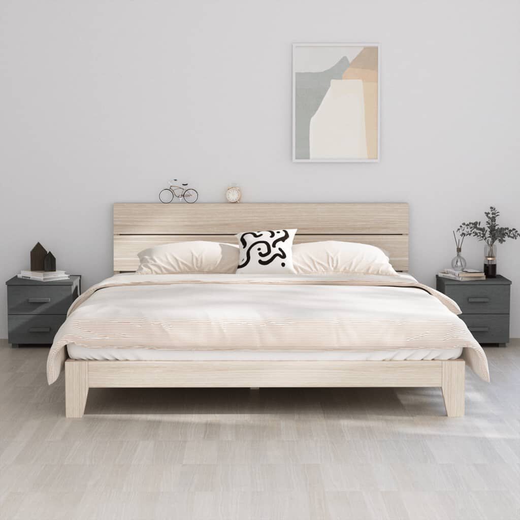 vidaXL Bedside Cabinets HAMAR 2 pcs Dark Grey 40x35x44.5 cm Solid Wood