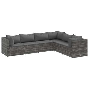 vidaXL 6 Piece Garden Lounge Set with Cushions Grey Poly Rattan
