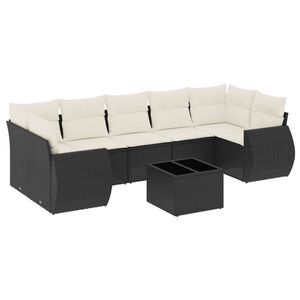 vidaXL 8 Piece Garden Sofa Set with Cushions Black Poly Rattan