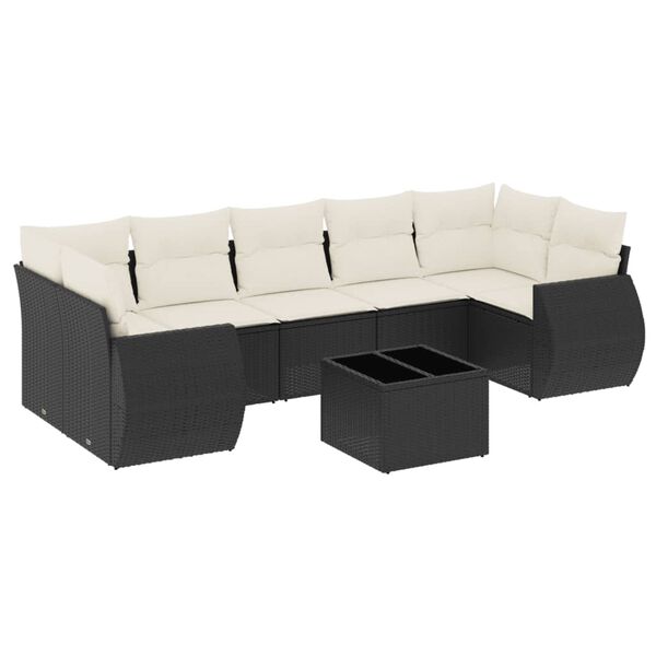 vidaXL 8 Piece Garden Sofa Set with Cushions Black Poly Rattan