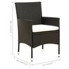 vidaXL 7 Piece Outdoor Dining Set with Cushions Poly Rattan Black