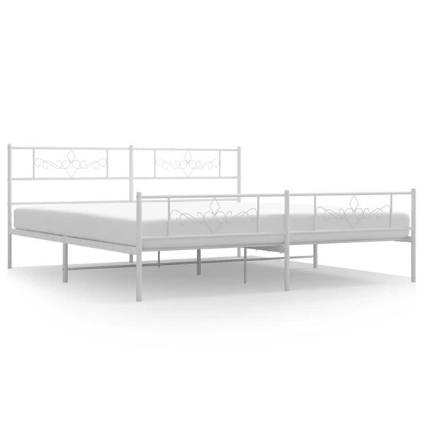 vidaXL Metal Bed Frame without Mattress with Footboard White 193x203cm