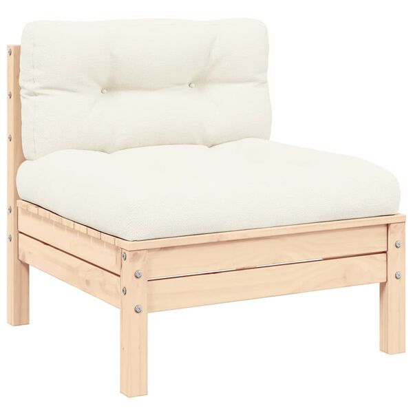 vidaXL 3 Piece Garden Lounge Set with Cream Cushions Solid Pinewood