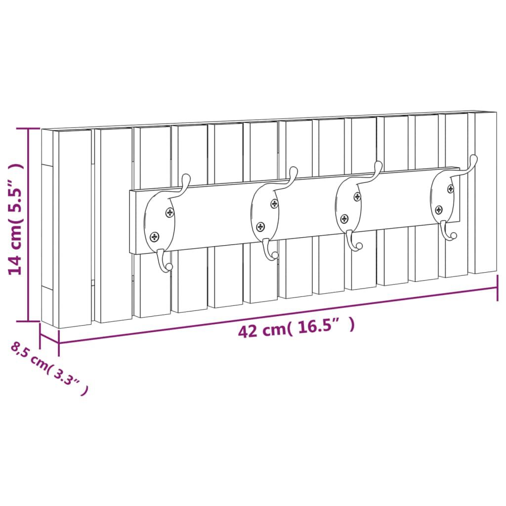 vidaXL Wall Hanger 42x8.5x14 cm Solid Wood Walnut