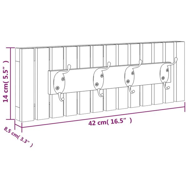 vidaXL Wall Hanger 42x8.5x14 cm Solid Wood Walnut