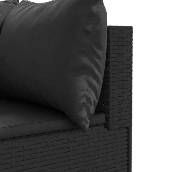 vidaXL 4 Piece Garden Lounge Set with Cushions Black Poly Rattan