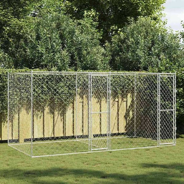 vidaXL Dog Cage Silver 400 x 200 x 200 cm Galvanised Steel