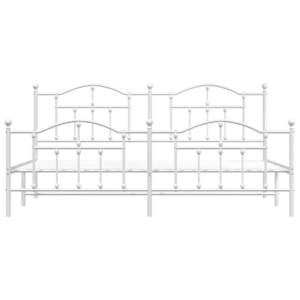 vidaXL Metal Bed Frame without Mattress with Footboard White 193x203cm