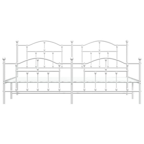 vidaXL Metal Bed Frame without Mattress with Footboard White 193x203cm