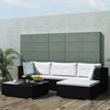 vidaXL 5 Piece Garden Lounge Set with Cushions Poly Rattan Black