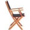 vidaXL Folding Garden Chairs 2 pcs Black Solid Eucalyptus Wood and Textilene