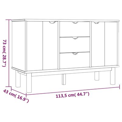 vidaXL Sideboard OTTA Brown and Grey 113.5x43x73 cm Solid Wood Pine