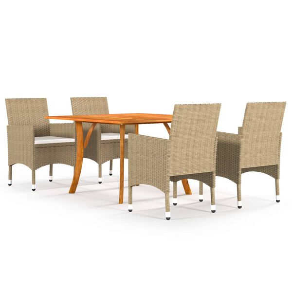 vidaXL 5 Piece Garden Dining Set Beige