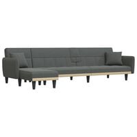 vidaXL L-shaped Sofa Bed Dark Grey 275x140x70 cm Fabric