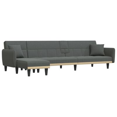 vidaXL L-shaped Sofa Bed Dark Grey 275x140x70 cm Fabric