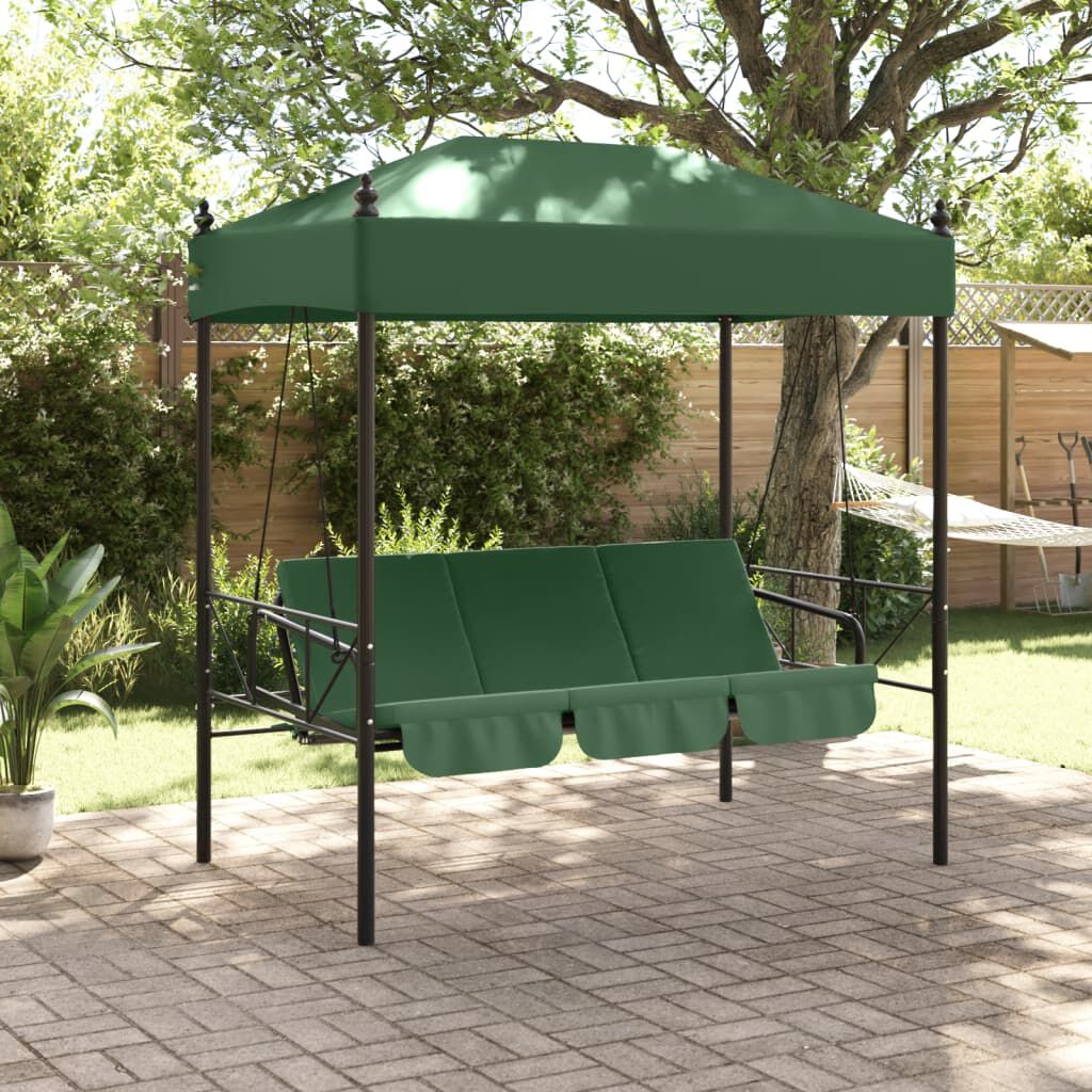 vidaXL Garden Swing Bench with Canopy Green Steel