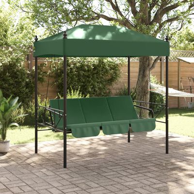 vidaXL Garden Swing Bench with Canopy Green Steel