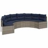 vidaXL Garden Sofa with Table and Cushions Half-Round Grey Poly Rattan