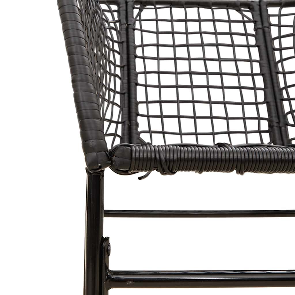 vidaXL 3 Piece Garden Dining Set Black Poly Rattan Glass