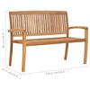 vidaXL 2-Seater Stacking Garden Bench 120 cm Solid Teak Wood