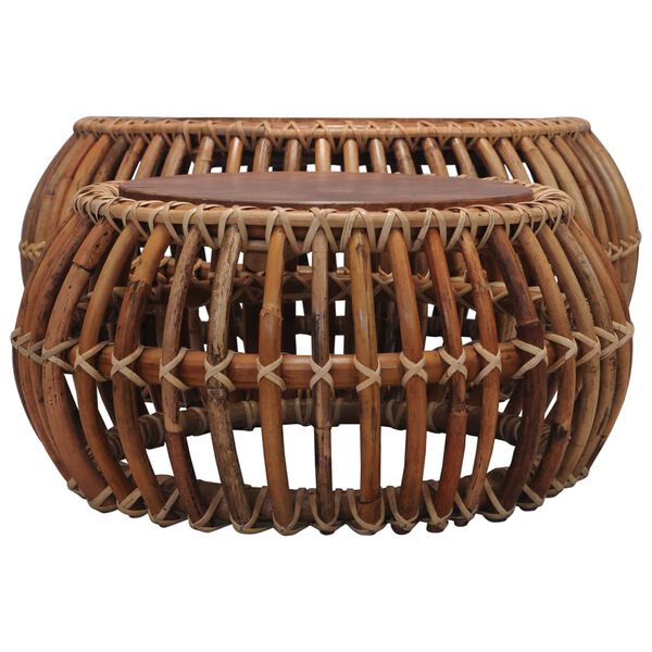 vidaXL Coffee Tables 2 pcs Natural Rattan