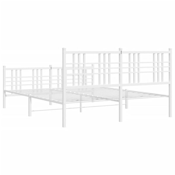vidaXL Metal Bed Frame without Mattress with Footboard White 150x200cm