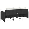 vidaXL Garden Sofa with Cushions 3-Seater Black Poly Rattan