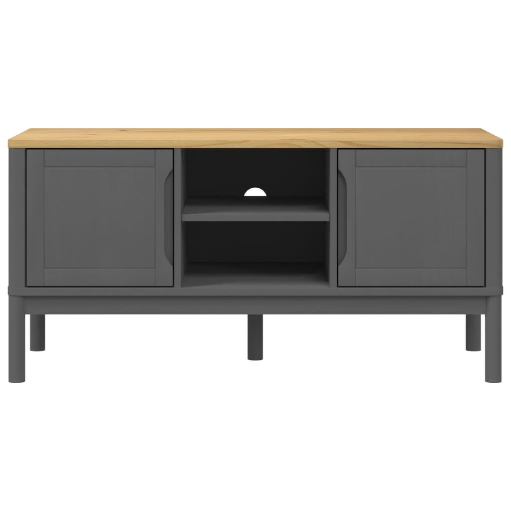 vidaXL TV Cabinet FLORO Grey 114x43x55 cm Solid Pine Wood