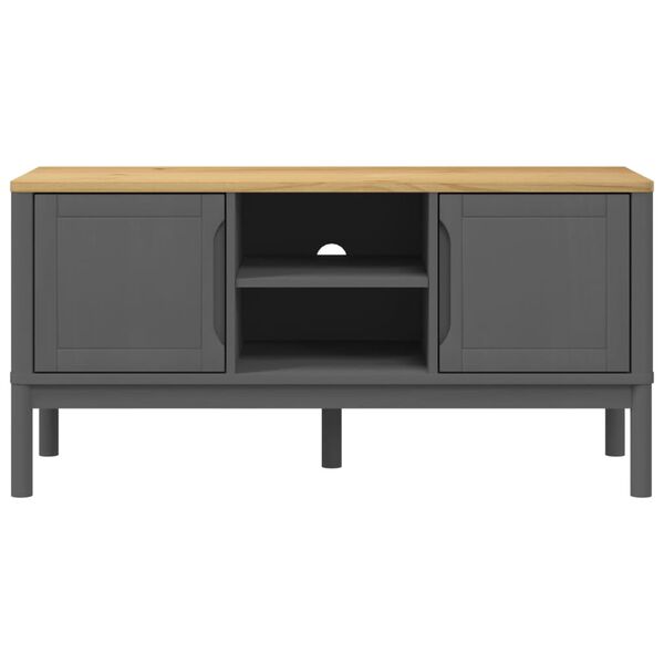 vidaXL TV Cabinet FLORO Grey 114x43x55 cm Solid Pine Wood