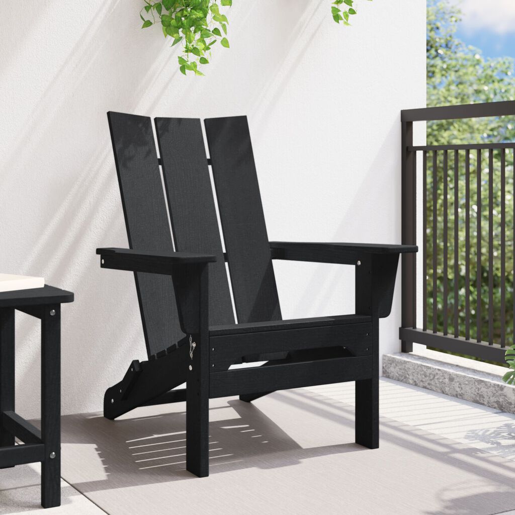 vidaXL Folding Adirondack Chair Black 74.5x80.5x90 cm HDPE