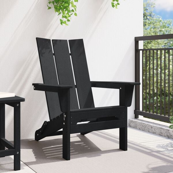 vidaXL Folding Adirondack Chair Black 74.5x80.5x90 cm HDPE