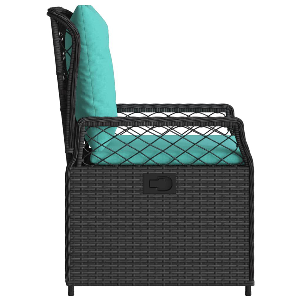 vidaXL Reclining Garden Chairs 2 pcs Black Poly Rattan